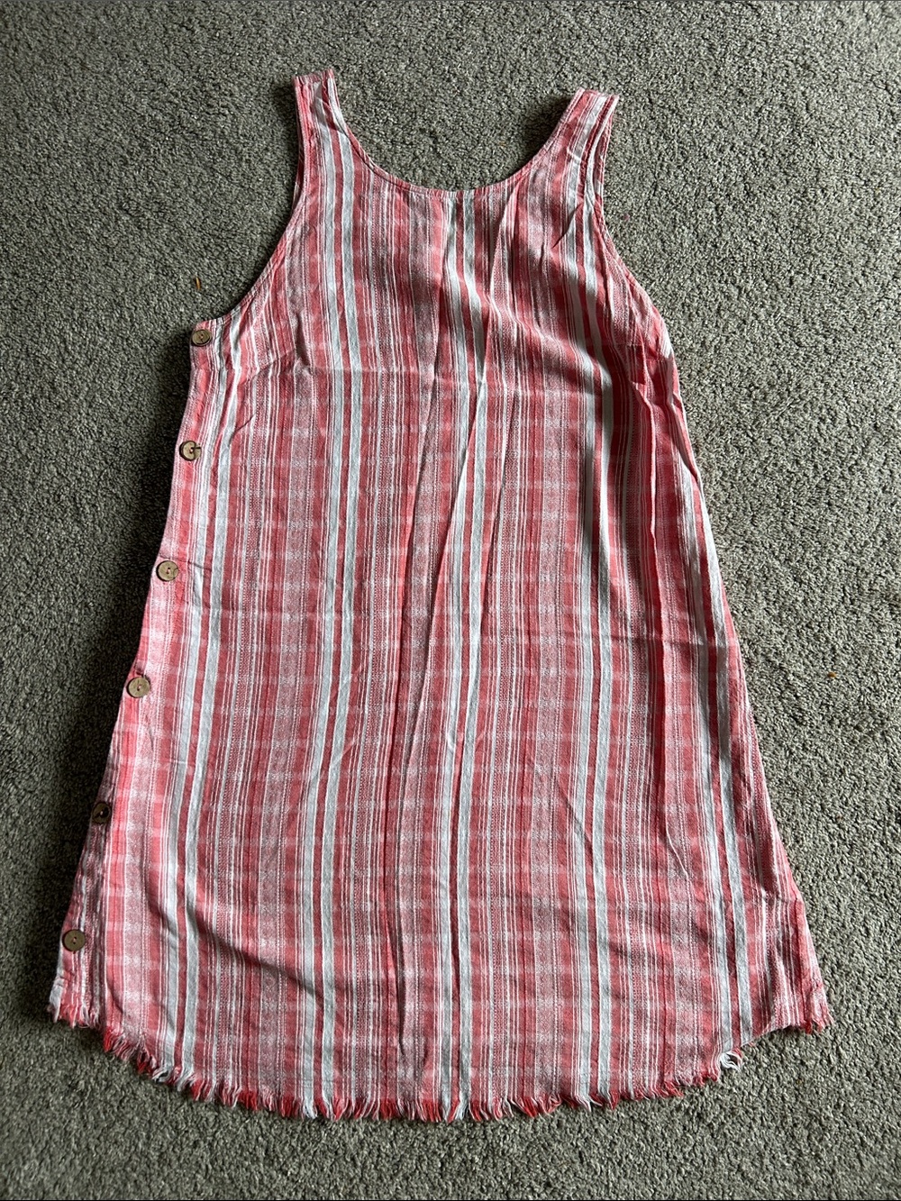 Women’s Sleeveless Pink Striped Button-Side Sundress